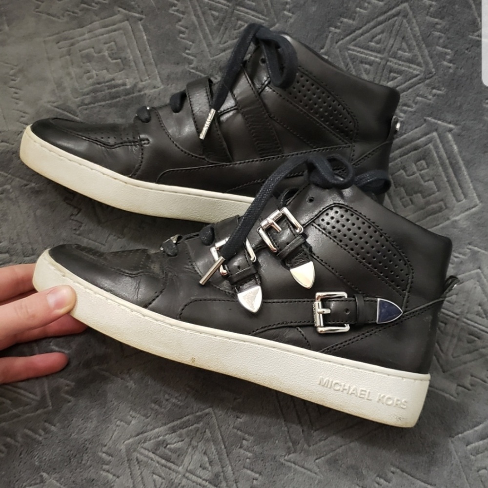 Leather Michael Kors high top buckle sneakers